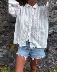 Amery – Romantic Embroidered Button-Up Blouse