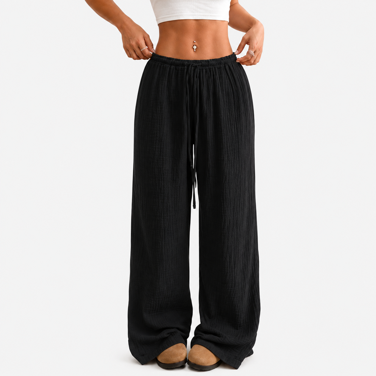 Midnight Breeze Wide-Leg Pants