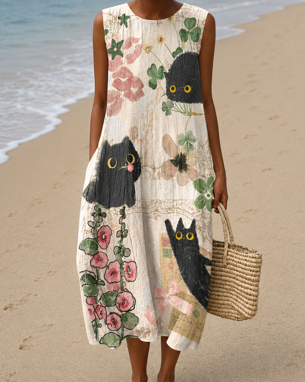 Julia Mae - Women's Sleeveless Printed Midi Casual Dress