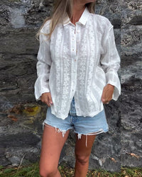 Amery – Romantic Embroidered Button-Up Blouse