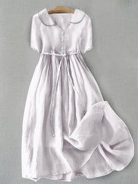 Isla Midi Dress - Elegant Cotton-Linen Comfort for Women