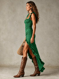Abigail | Ruffle Trimmed Slit Front