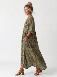 Aleta | Button Front Oversized Pocket Midi Dress Front