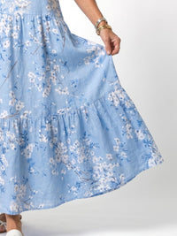 Alora | Floral Print Tassel Tie Midi Dress Detail