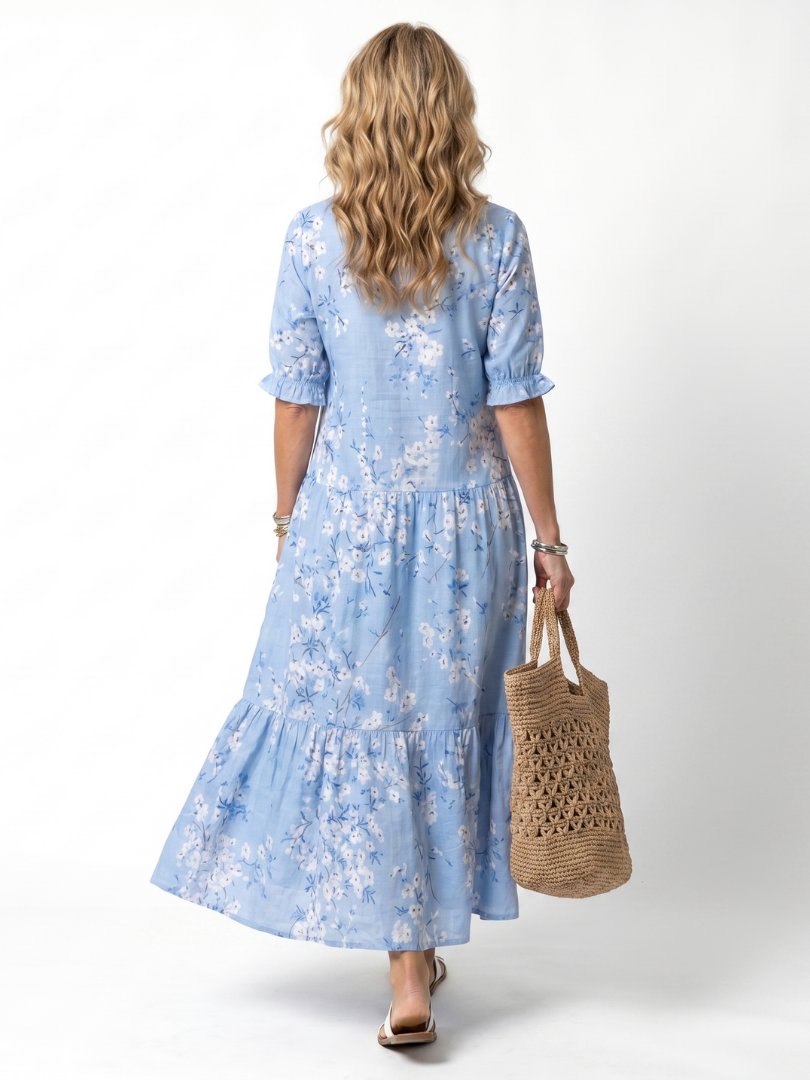 Alora | Floral Print Tassel Tie Midi Dress Side