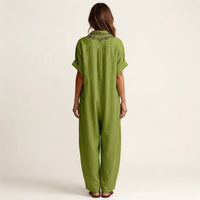 Amarina | Embroidered V-Neck Collar Linen Maxi Dress Angle