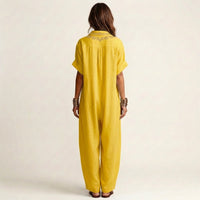 Amarina | Embroidered V-Neck Collar Linen Maxi Dress Side
