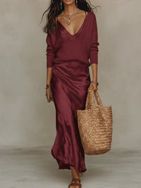 Anaïs – Elegant Satin Midi Dress Full
