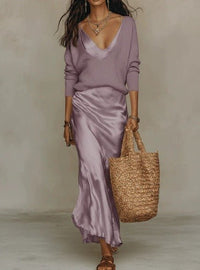 Anaïs – Elegant Satin Midi Dress Lifestyle