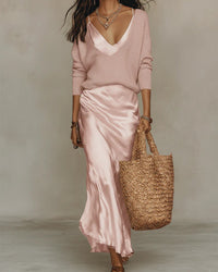 Anaïs – Elegant Satin Midi Dress Side