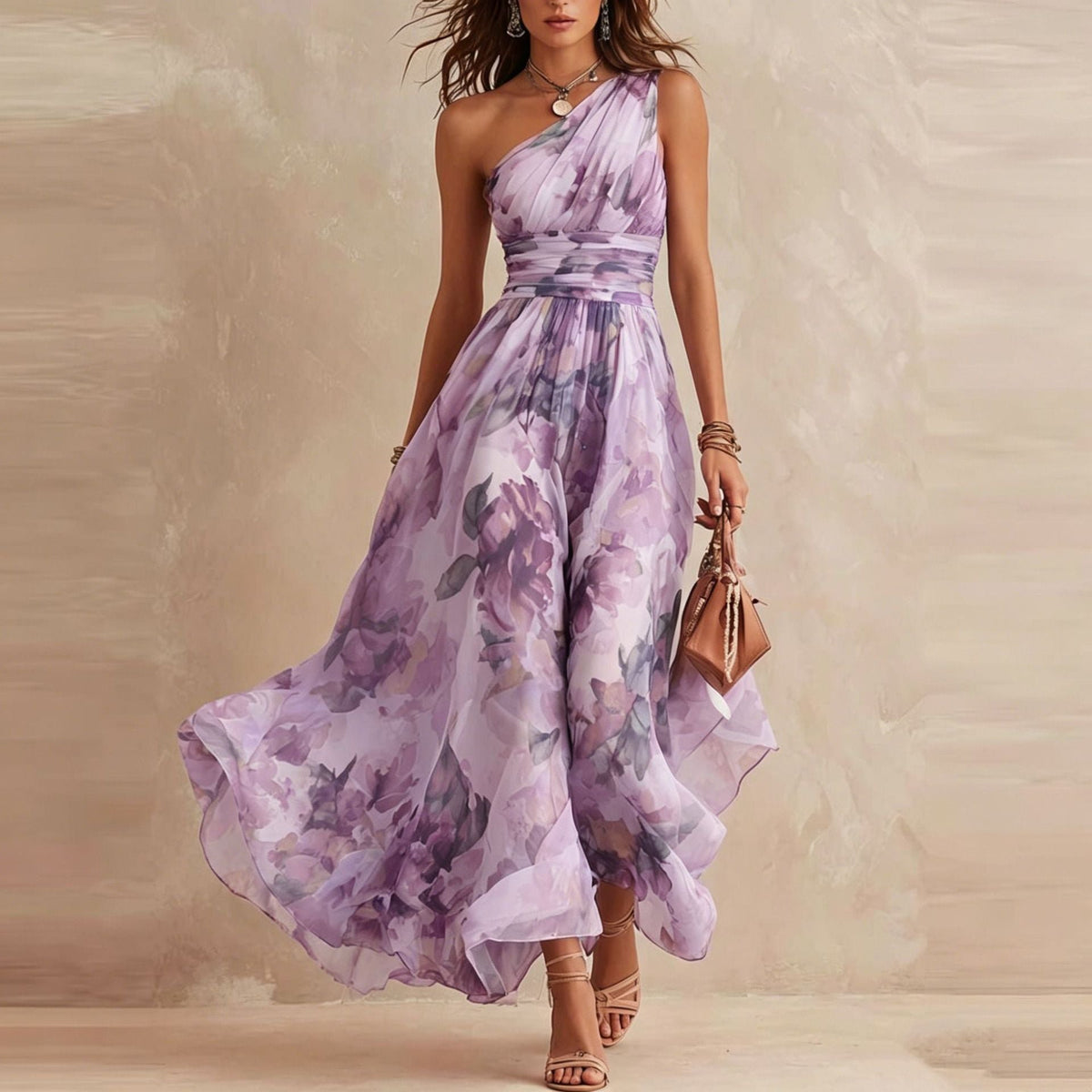 Aurora | One-Shoulder Floral Dress Back