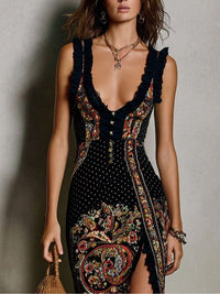 Ava | Bohemian Printed Midi Dress for Women Front