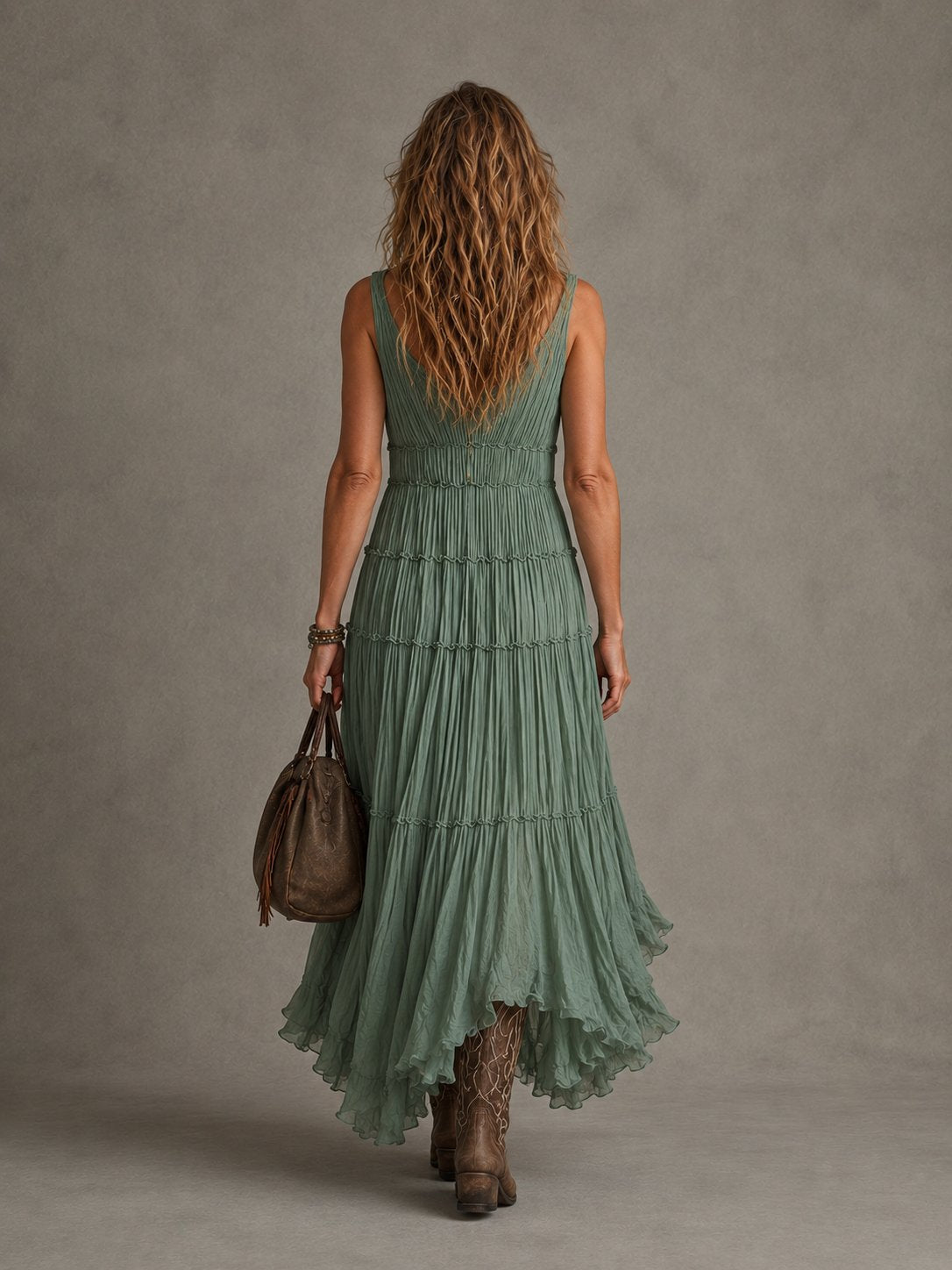 Ava | Gathered V-Neck Maxi Dress for Women Detail