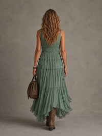 Ava | Gathered V-Neck Maxi Dress for Women Detail