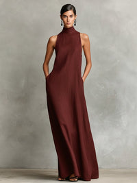 Ava | High-Neck Maxi Dress Close Up