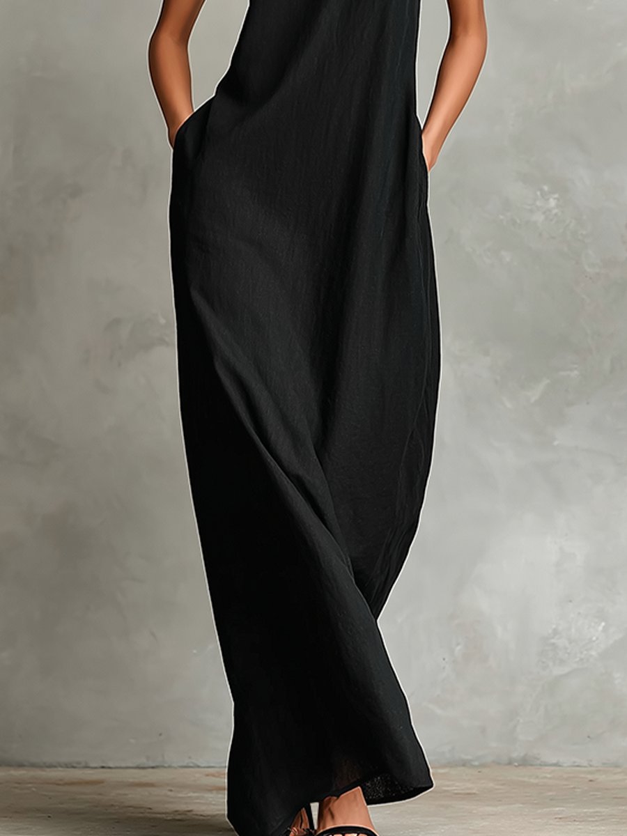 Ava | High-Neck Maxi Dress Side