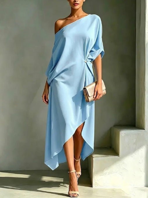 Camila | Elegant Asymmetric Midi Dress for Women Front