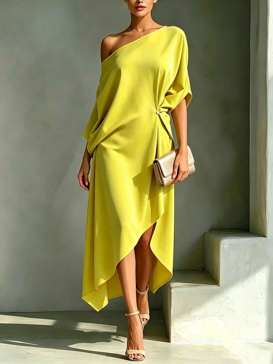 Camila | Elegant Asymmetric Midi Dress for Women Hero
