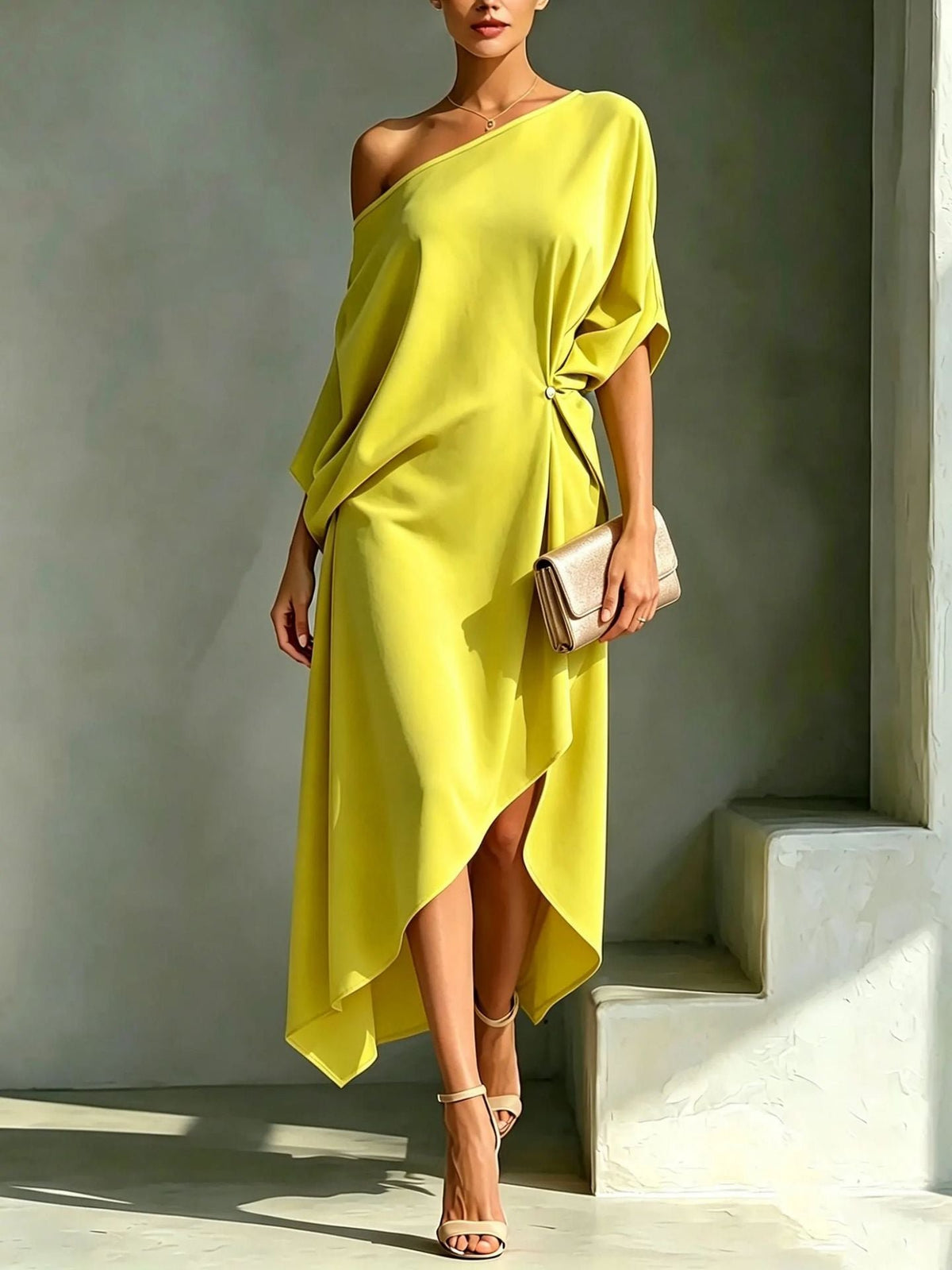 Camila | Elegant Asymmetric Midi Dress for Women Hero