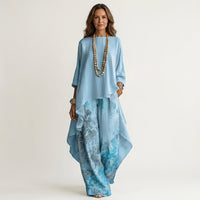 Cariola | Cotton-Silk Two-Piece Set with Asymmetric Tunic Detail