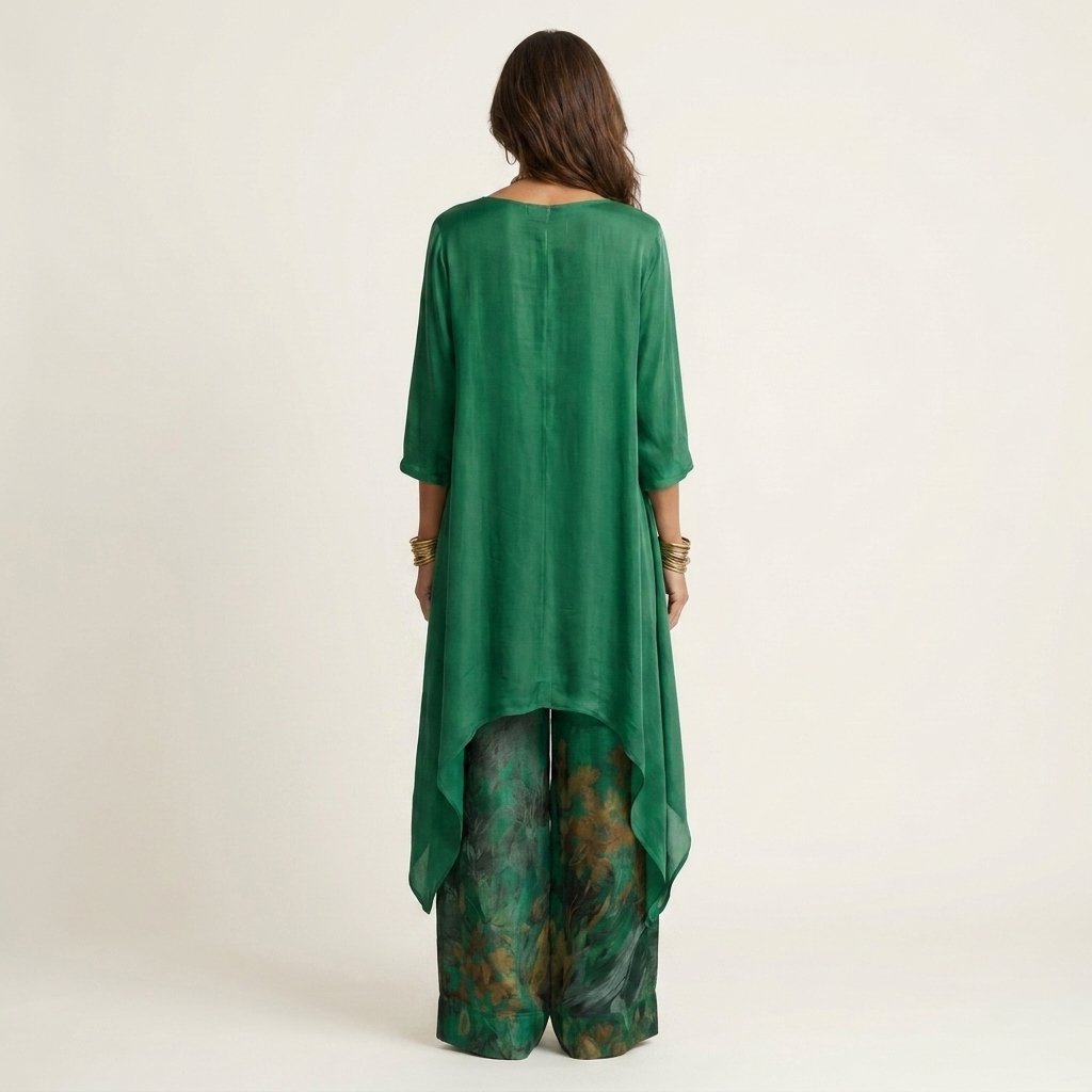 Cariola | Cotton-Silk Two-Piece Set with Asymmetric Tunic Front