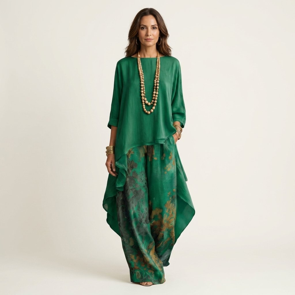 Cariola | Cotton-Silk Two-Piece Set with Asymmetric Tunic Hero