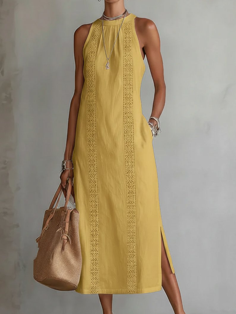 Cecile | Linen Collar Midi Close Up