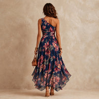 Celeste | One-Shoulder Floral Maxi Detail