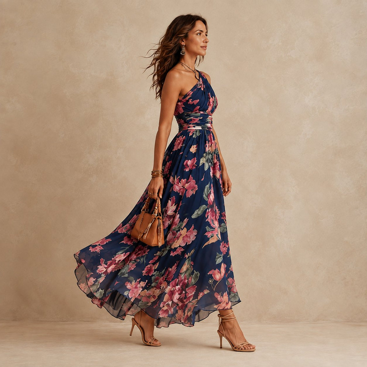 Celeste | One-Shoulder Floral Maxi Front