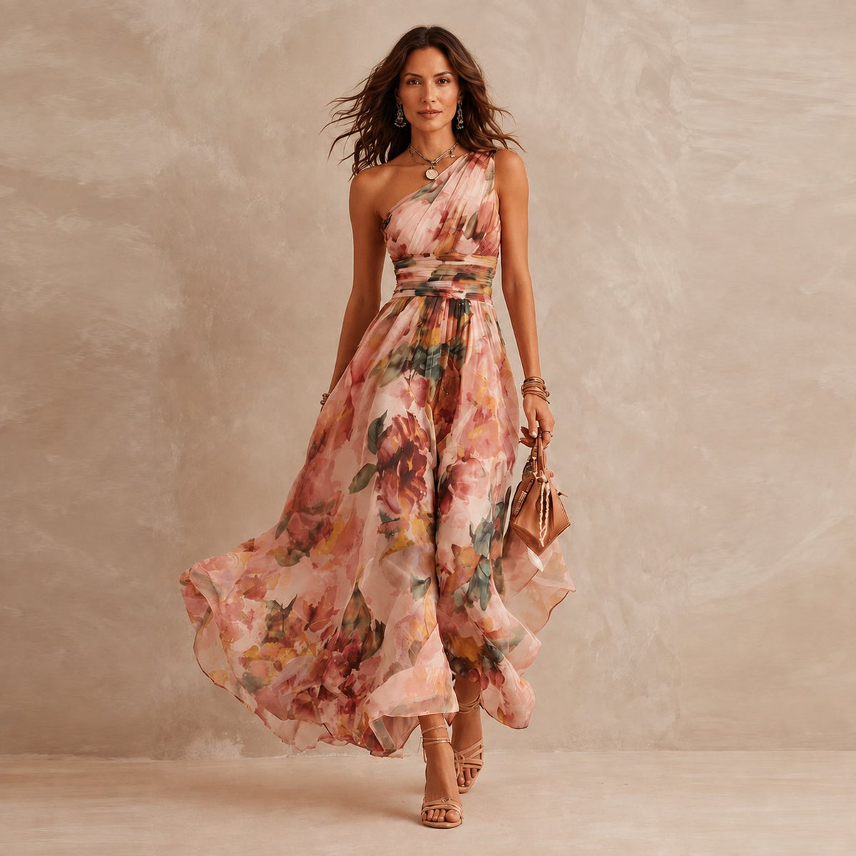 Celeste | One-Shoulder Floral Maxi Side