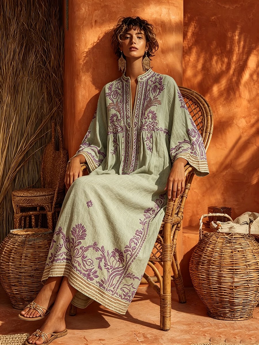 Celestina - Boho Dress with Mediterranean Charm Detail