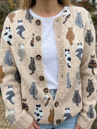Charlotte™ | Cozy Cat Print Cardigan Hero