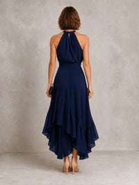 Chloe | Halter Ruffle Hem Close Up