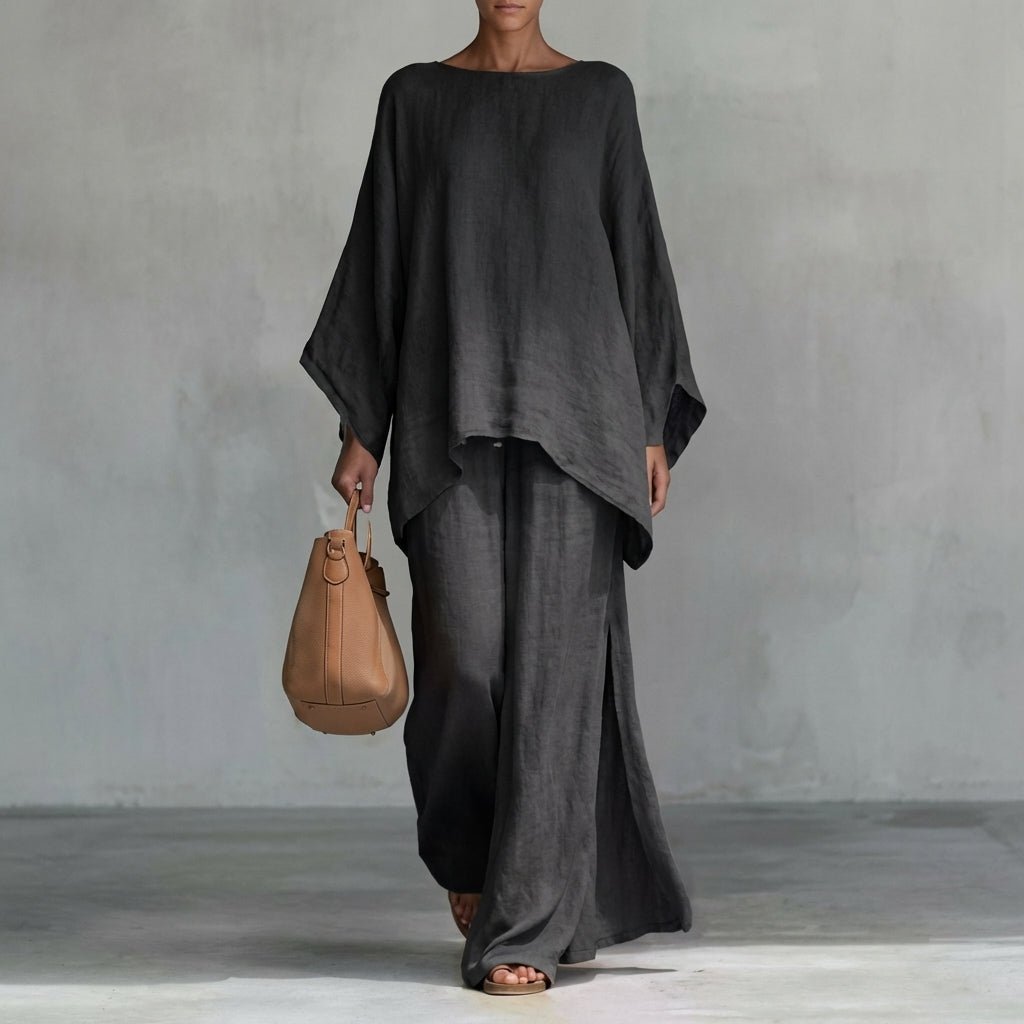 Christine | Two-Piece Set with Long Sleeves and Wide Pants Back