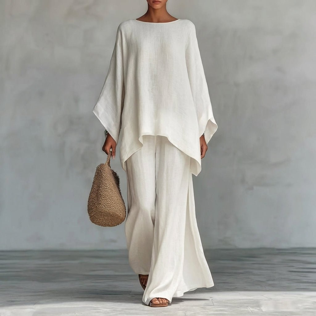 Christine | Two-Piece Set with Long Sleeves and Wide Pants Front