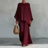 Christine | Two-Piece Set with Long Sleeves and Wide Pants Side