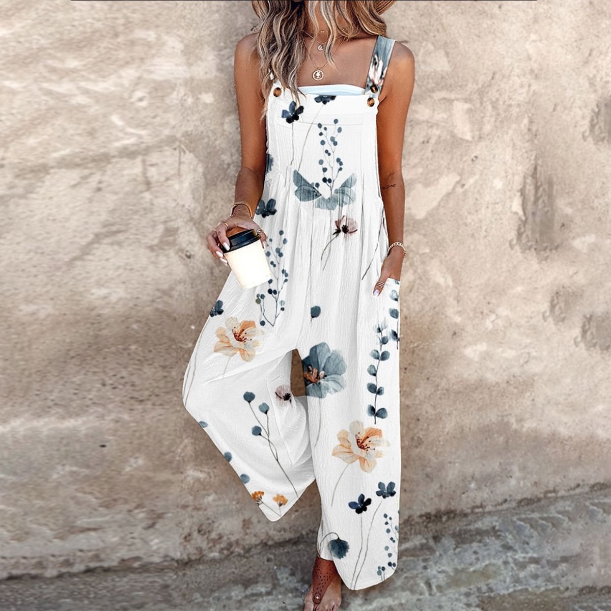 Comfortable Printed Overalls Detail
