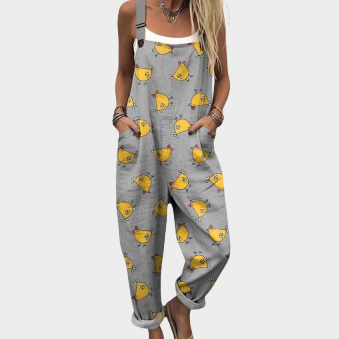 Comfortable Printed Overalls Front