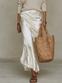 Effortless Ivory Knit & Satin Midi Ensemble View 16