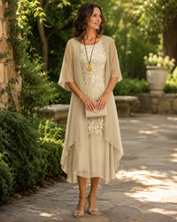 Eleanor | Elegant Chiffon Two-Piece Dress Side