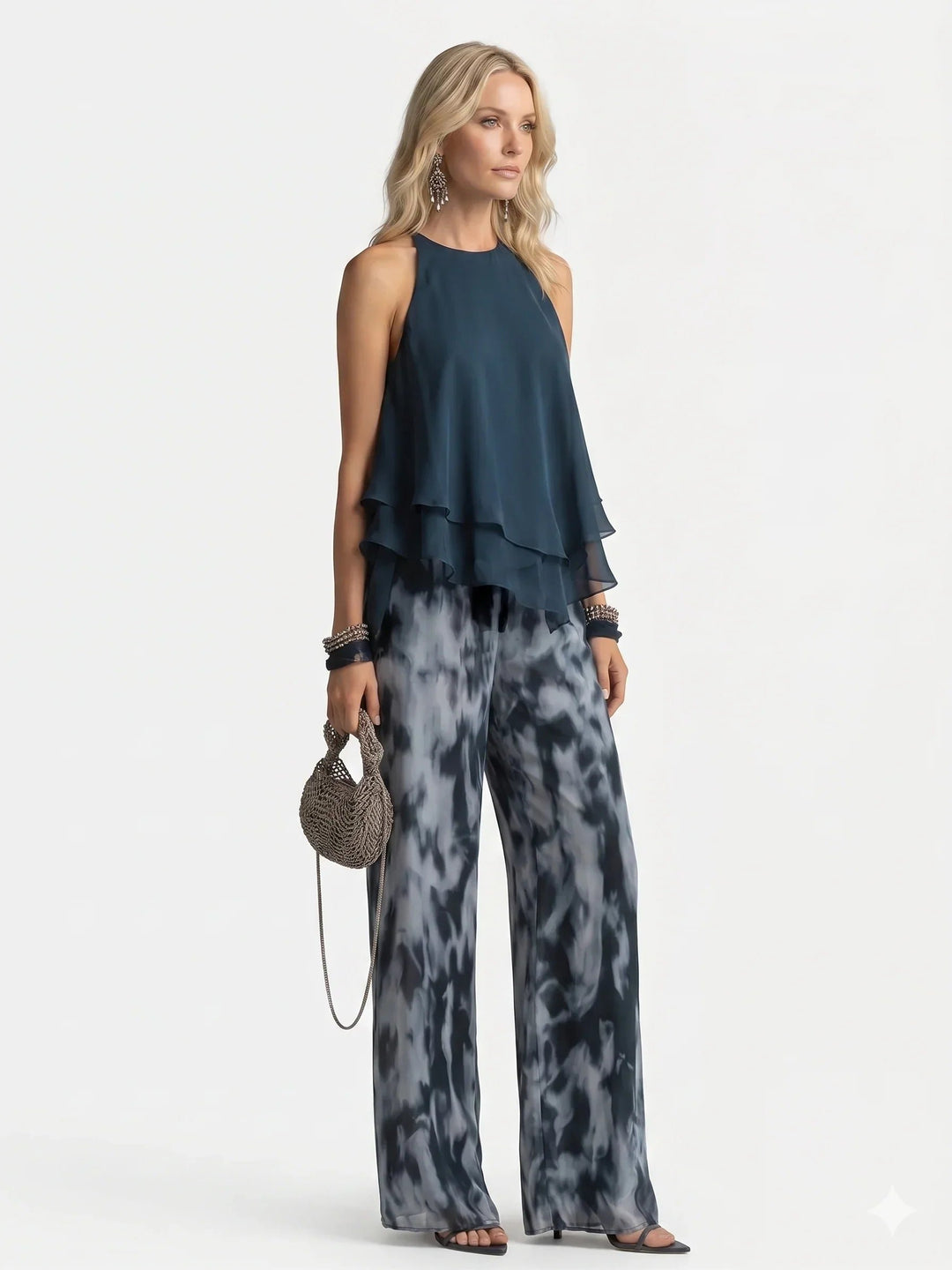 Elegant two-piece chiffon set Detail