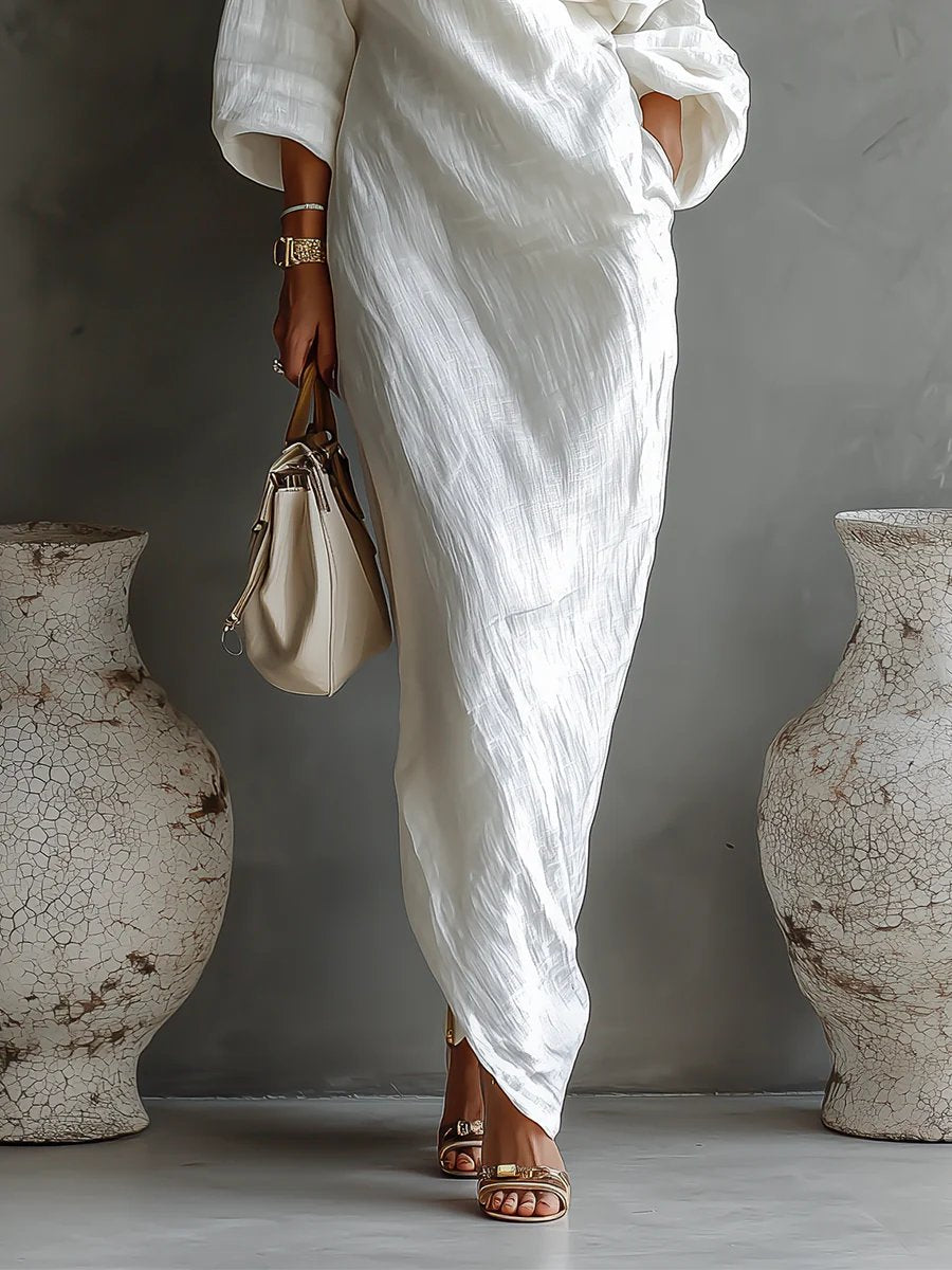 Elise™ | Elegant Asymmetrical Maxi Dress Detail