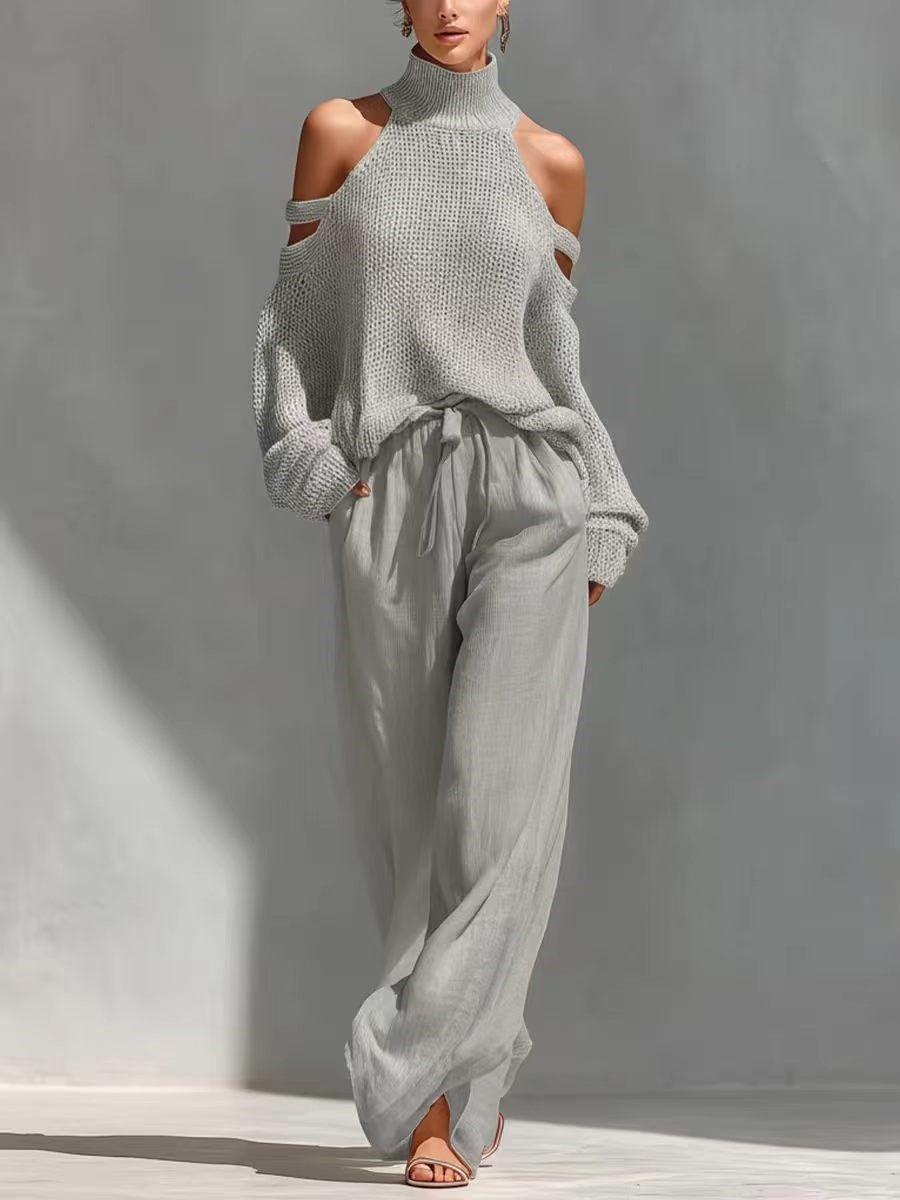 Fashion Knit and Linen Set Front