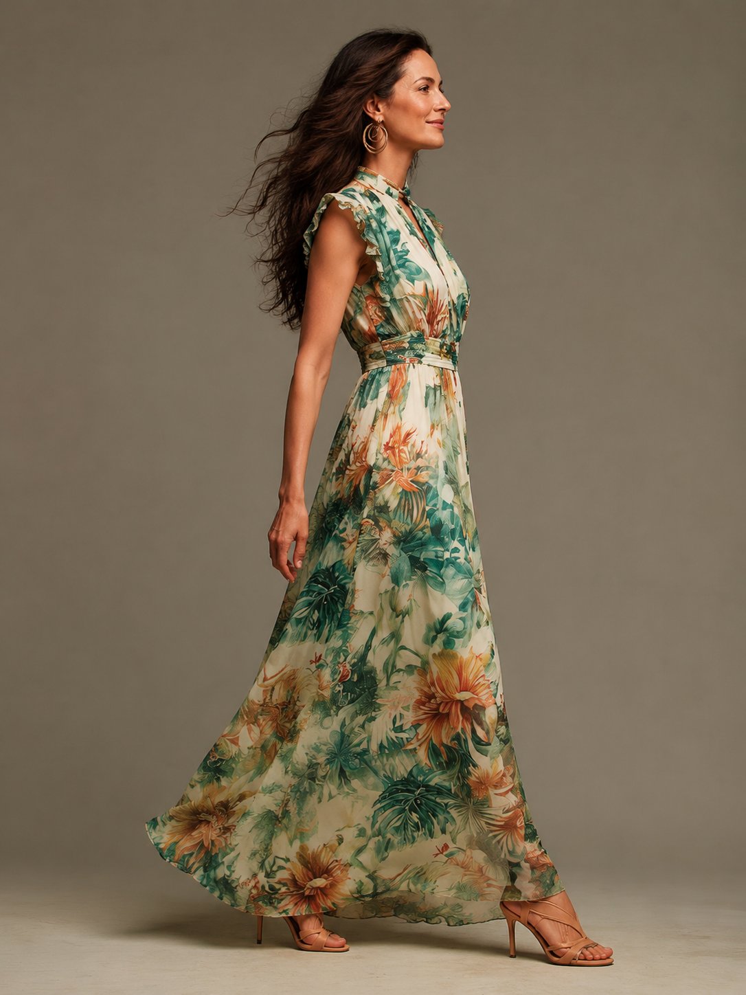 Grace | Painted Tropical Chiffon Front