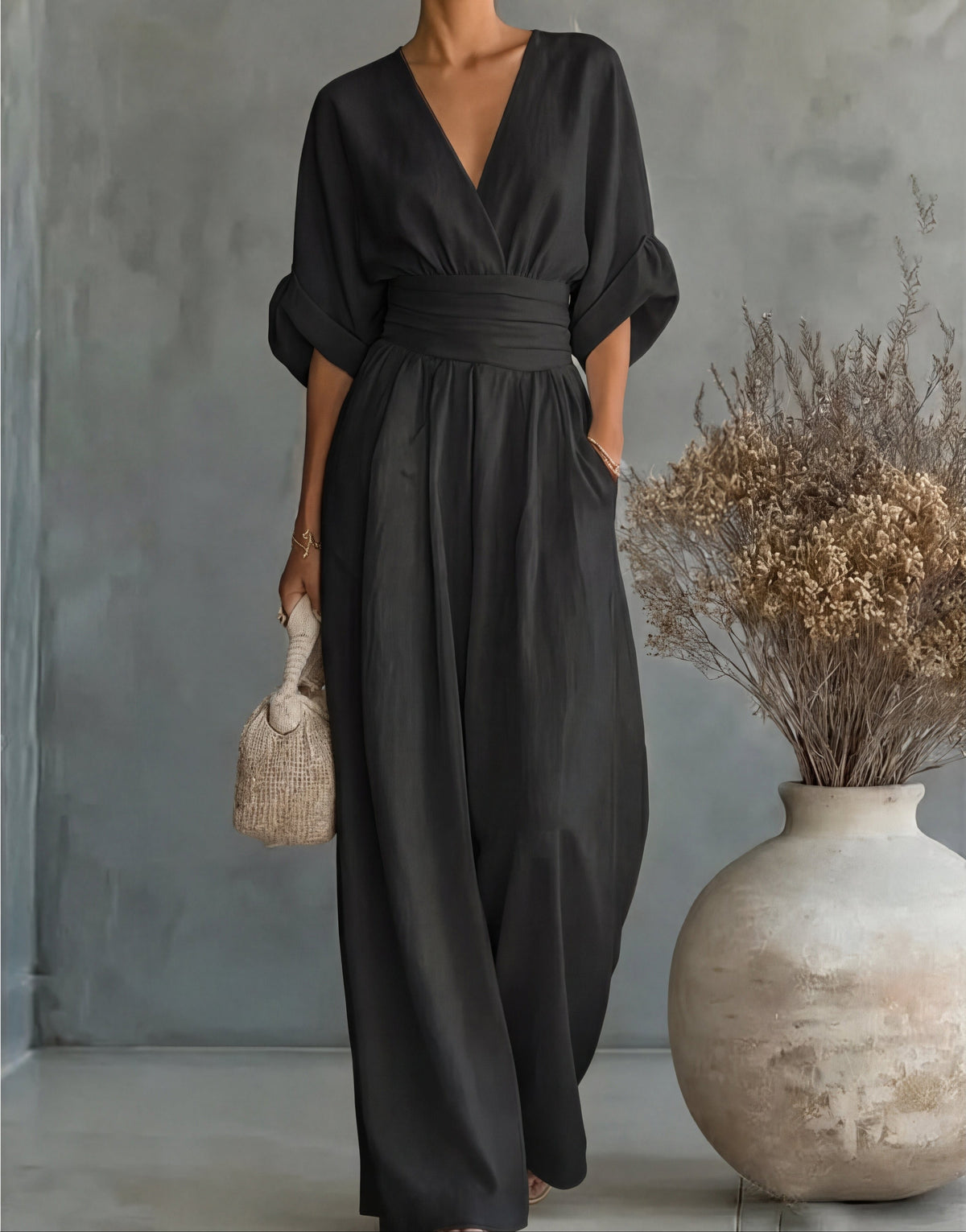 Grace | Wrap-Front Jumpsuit Detail