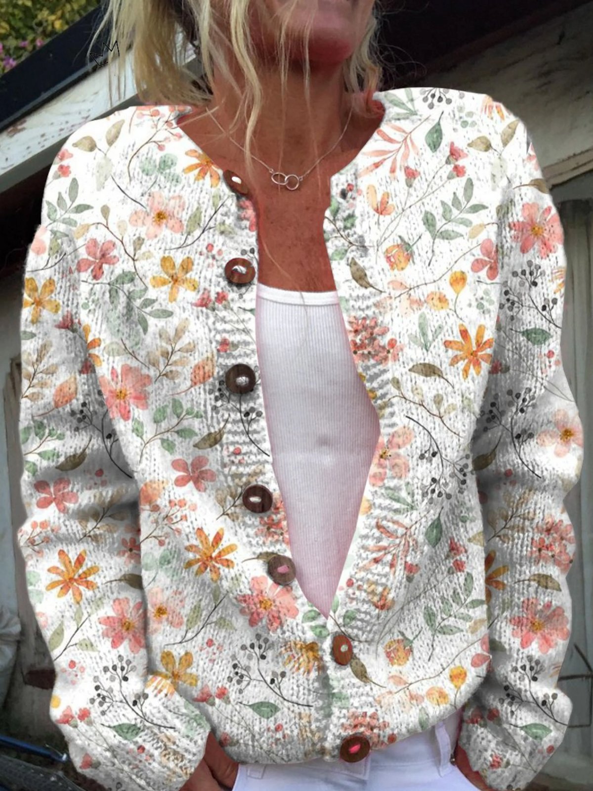 Greta™ | Vintage Floral Knit Cardigan Sweater Hero