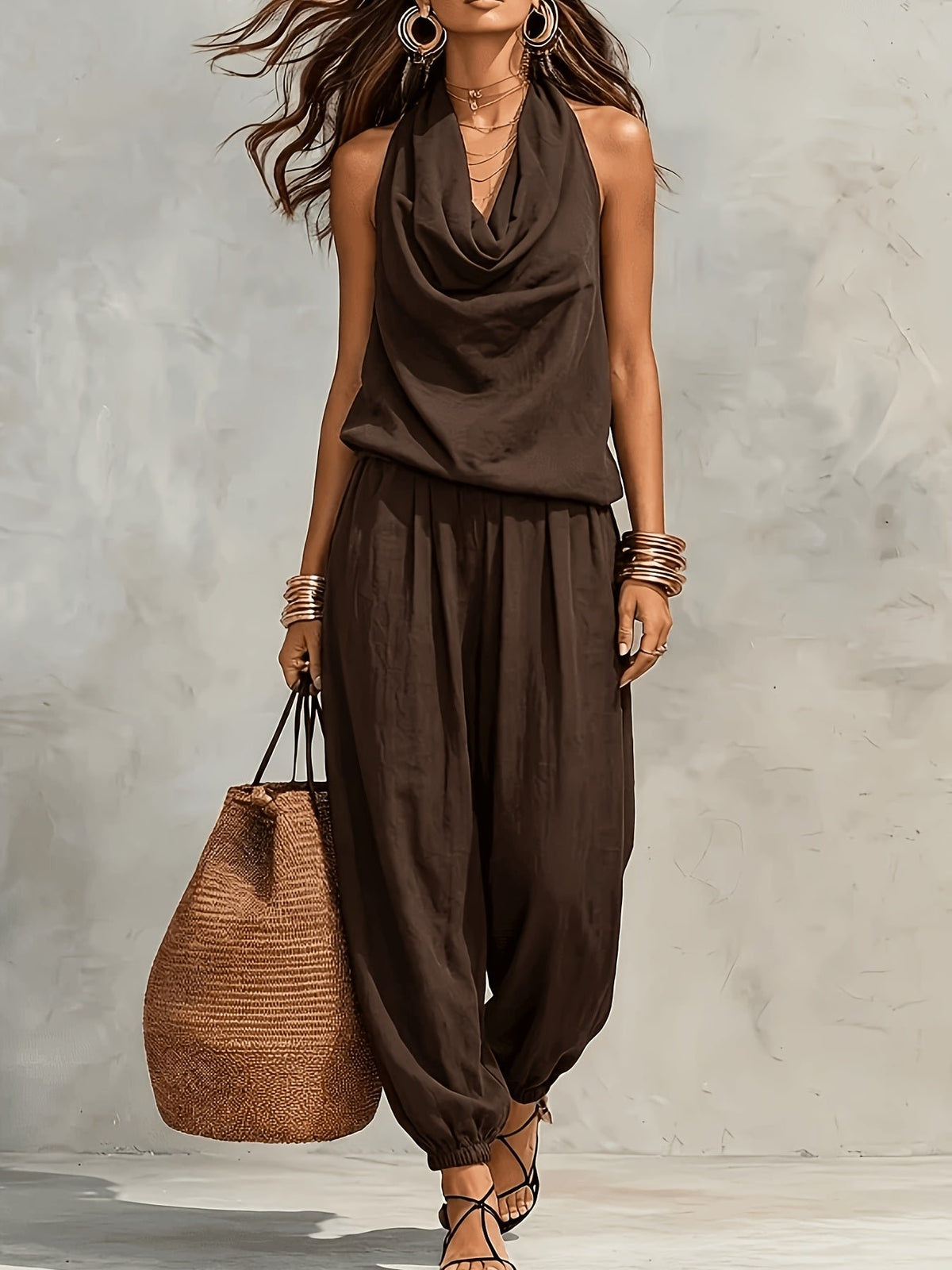 Harper | Cowl-Neck Halter Two-Piece Set Detail