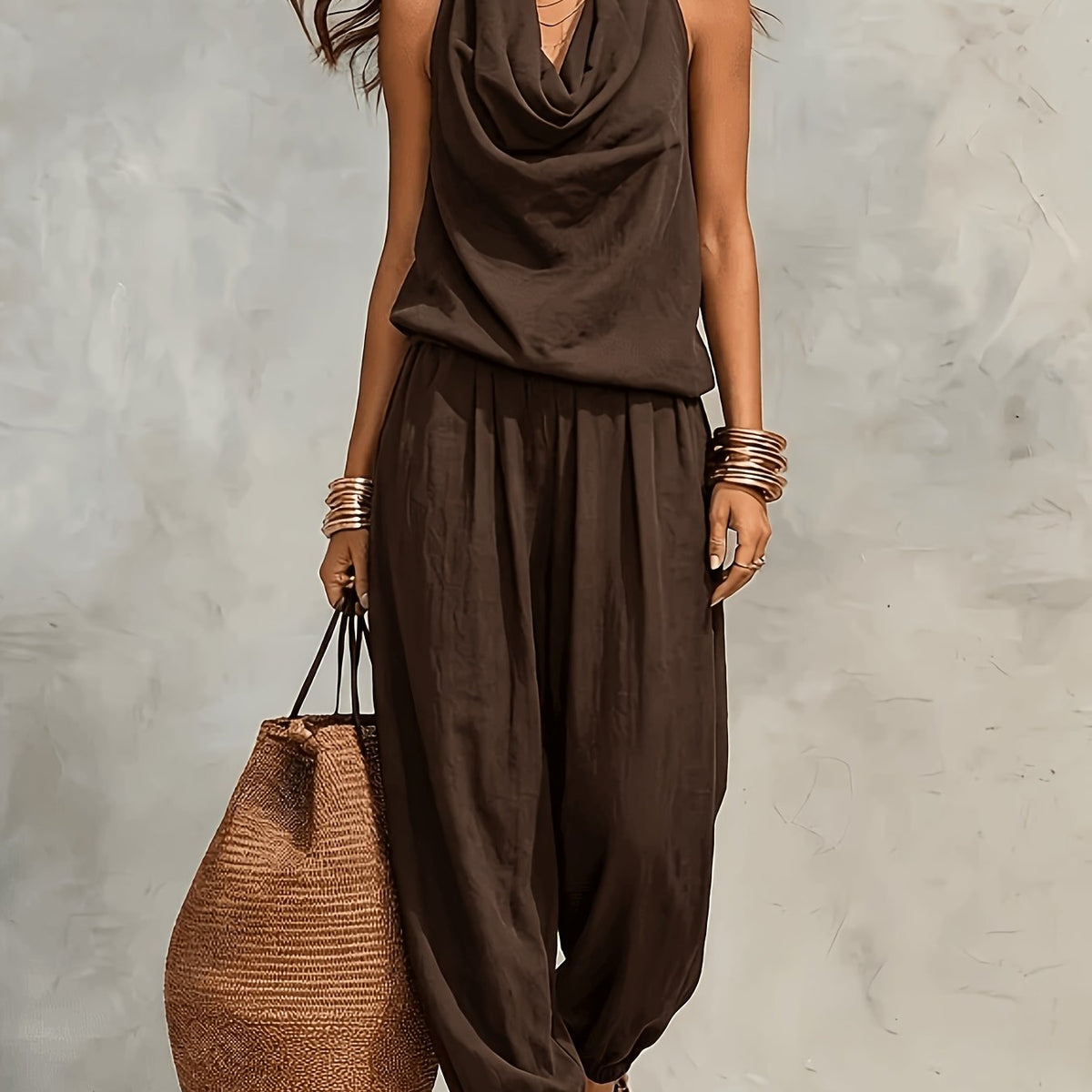 Harper | Cowl-Neck Halter Two-Piece Set Full