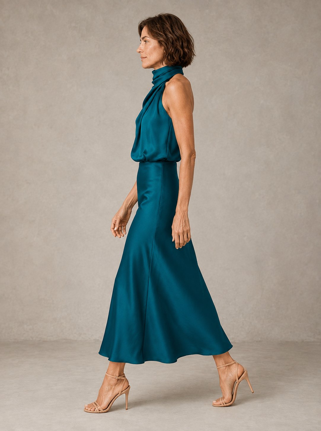 Harper | Halter Satin Evening Front