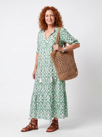 Ilara | Pattern V Neck Tassel Midi Dress Hero